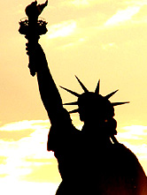 statue of liberty at dusk